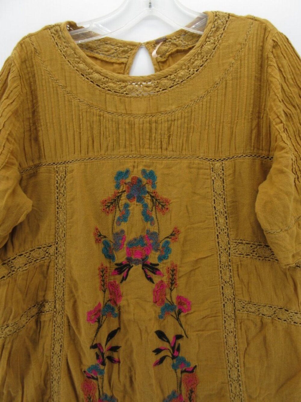 Free People Mustard Embroidered Mini Dress - Picture 2 of 11